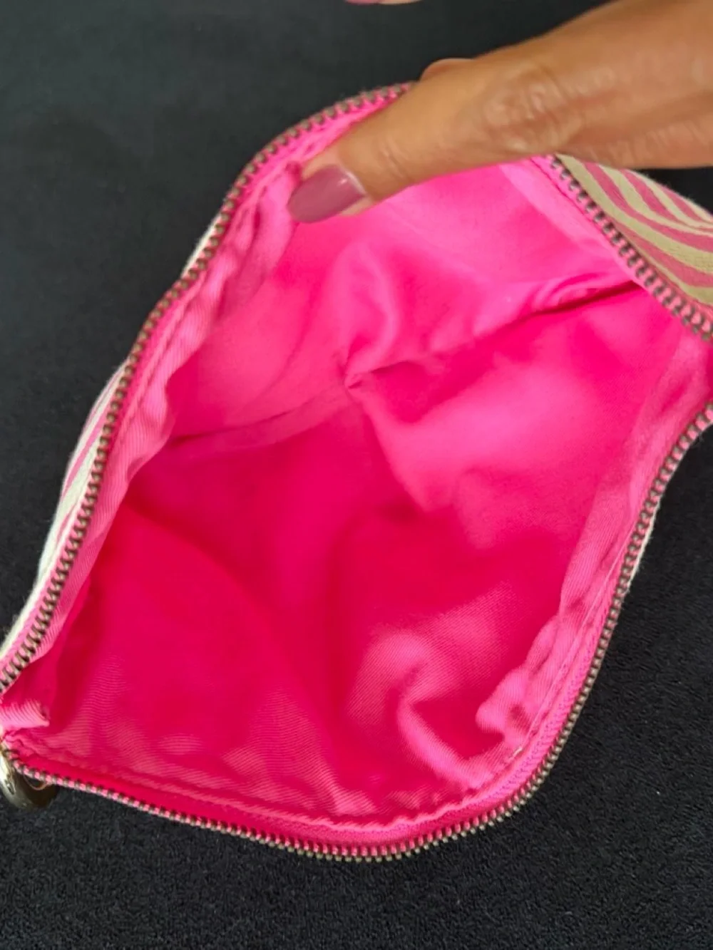 Victoria's Secret Pink Striped 'Gorgeous' Cosmetic Pouch